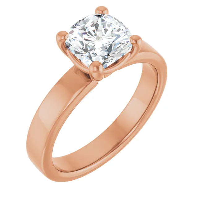 The Cigar Band Solitaire Engagement Ring | Cushion | 2 CTW