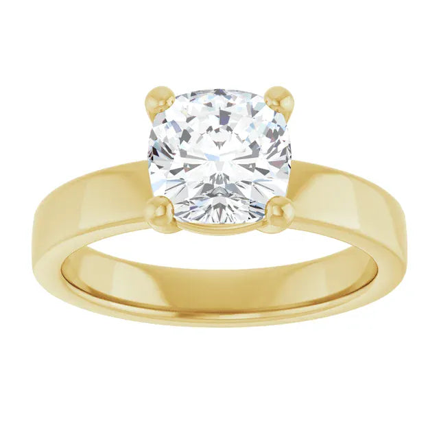 The Cigar Band Solitaire Engagement Ring | Cushion | 2 CTW