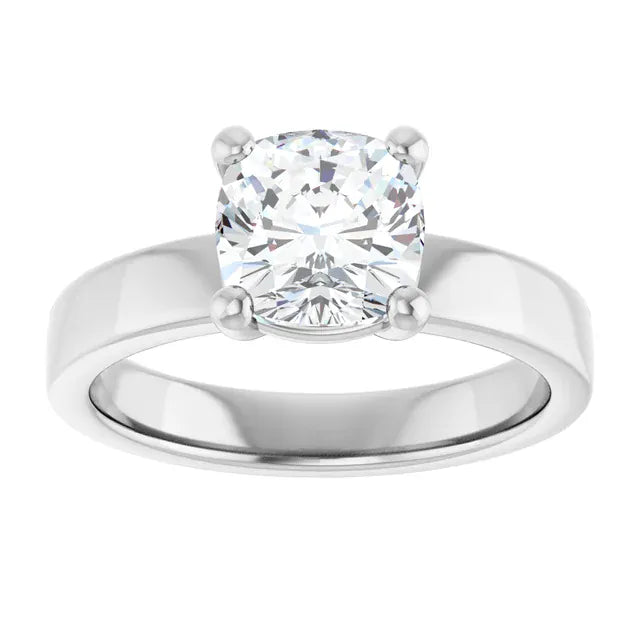 The Cigar Band Solitaire Engagement Ring | Cushion | 2 CTW