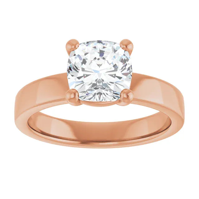 The Cigar Band Solitaire Engagement Ring | Cushion | 2 CTW