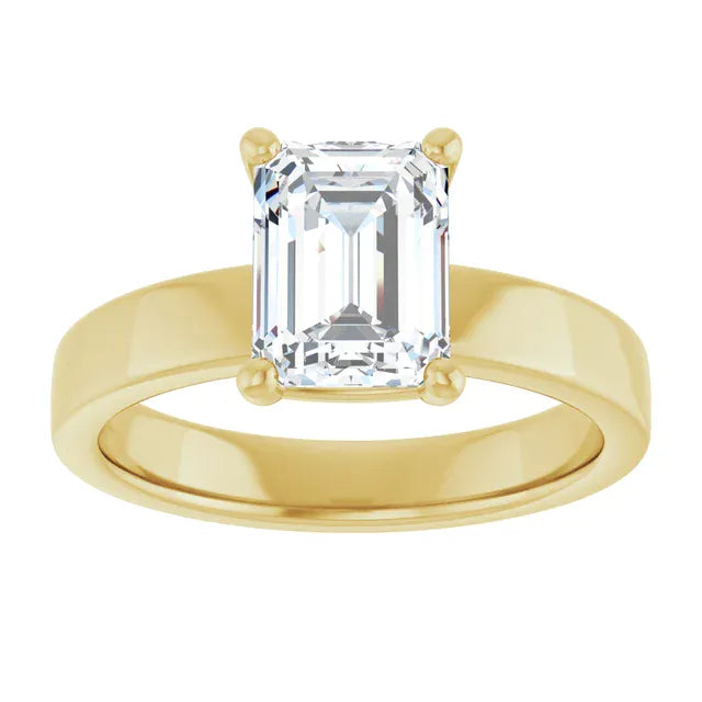 The Cigar Band Solitaire Engagement Ring | Emerald | 2 CTW