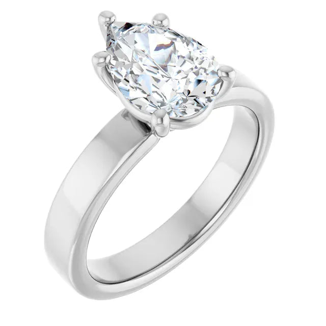 The Cigar Band Solitaire Engagement Ring | Pear | 2 CTW