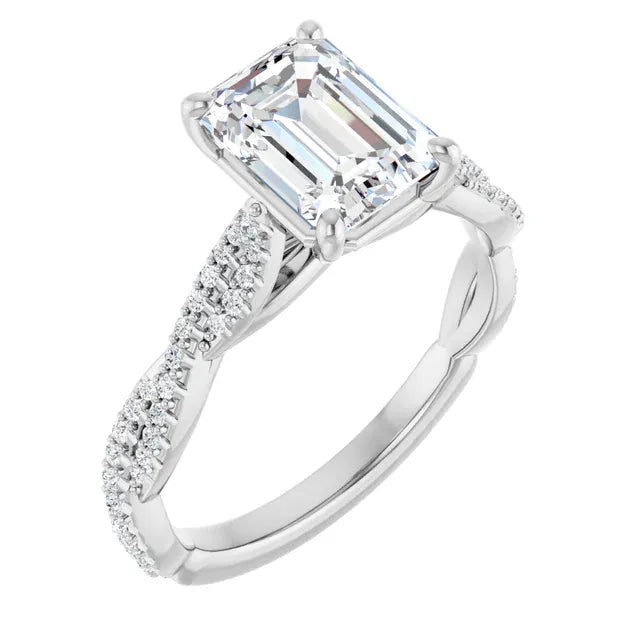 The Timeless Twisted Pavé Engagement Ring | Emerald | 2 ¼ CTW