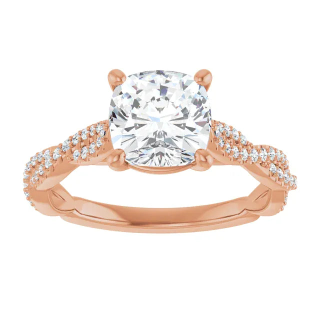 The Timeless Twisted Pavé Engagement Ring | Cushion | 2 ¼ CTW