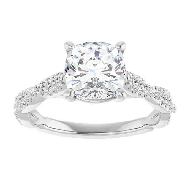 The Timeless Twisted Pavé Engagement Ring | Cushion | 2 ¼ CTW