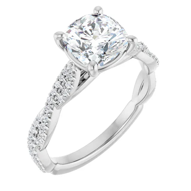 The Timeless Twisted Pavé Engagement Ring | Cushion | 2 ¼ CTW