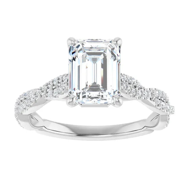The Timeless Twisted Pavé Engagement Ring | Emerald | 2 ¼ CTW