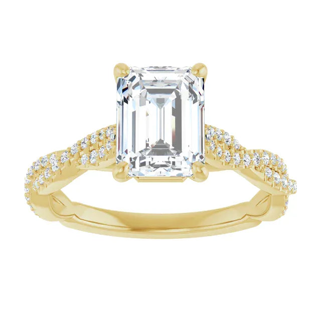 The Timeless Twisted Pavé Engagement Ring | Emerald | 2 ¼ CTW