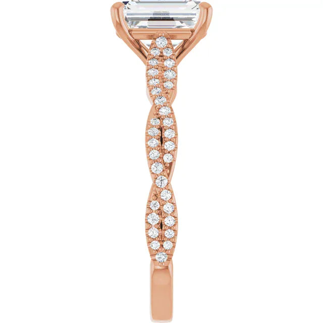 The Timeless Twisted Pavé Engagement Ring | Emerald | 2 ¼ CTW