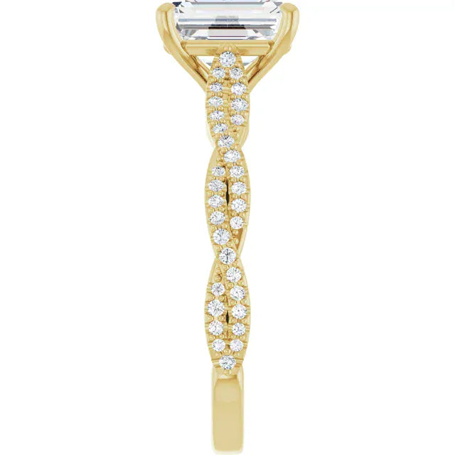 The Timeless Twisted Pavé Engagement Ring | Emerald | 2 ¼ CTW