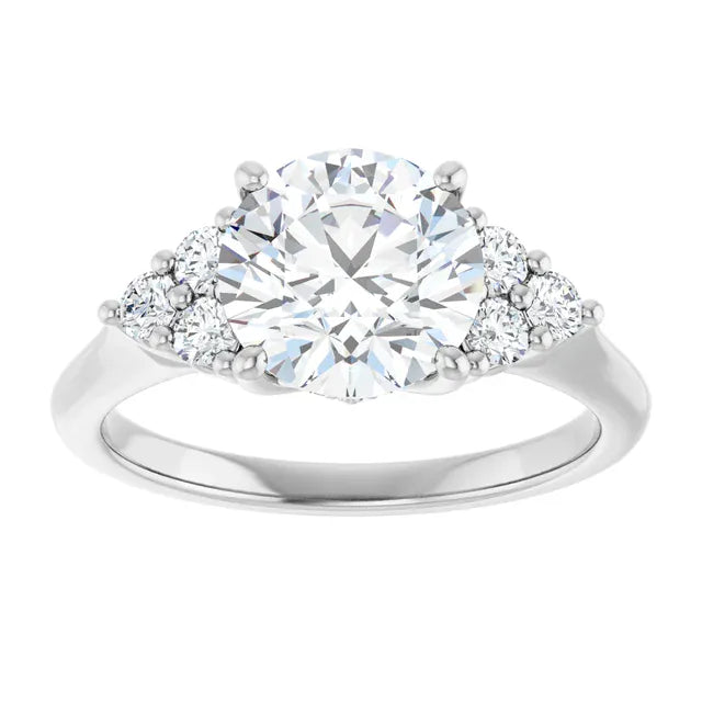 The Side Cluster Engagement Ring | Round | 2 ⅜ CTW