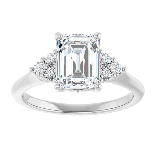 The Side Cluster Engagement Ring | Emerald | 2 ⅜ CTW