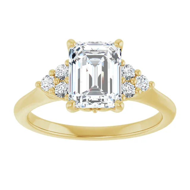 The Side Cluster Engagement Ring | Emerald | 2 ⅜ CTW