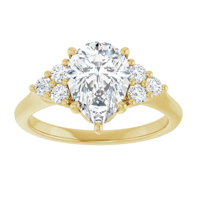The Side Cluster Engagement Ring | Pear | 2 ⅜ CTW