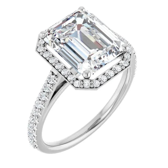 The Classic Accented Halo Engagement Ring | Emerald | 4 ⅓ CTW