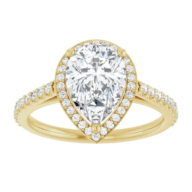 The Classic Accented Halo Engagement Ring | Pear | 2 ⅜ CTW