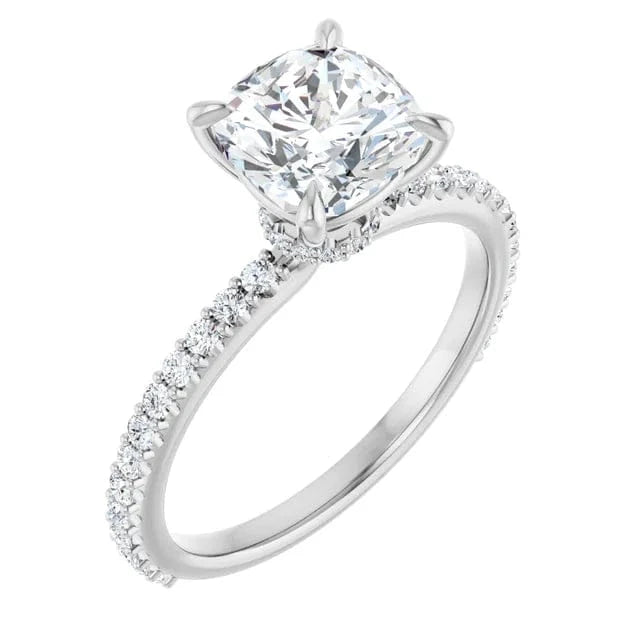 The Iconic Secret Halo Pavé Engagement Ring | Cushion | 2 ⅜ CTW