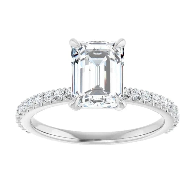 The Iconic Secret Halo Pavé Engagement Ring | Emerald | 2 ⅜ CTW