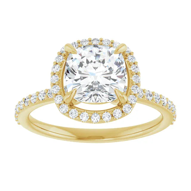 The Timeless Pavé Halo Engagement Ring | Cushion | 2 ⅓ CTW
