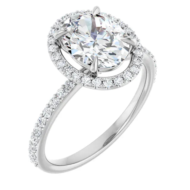 The Timeless Pavé Halo Engagement Ring | Oval | 2 ⅓ CTW