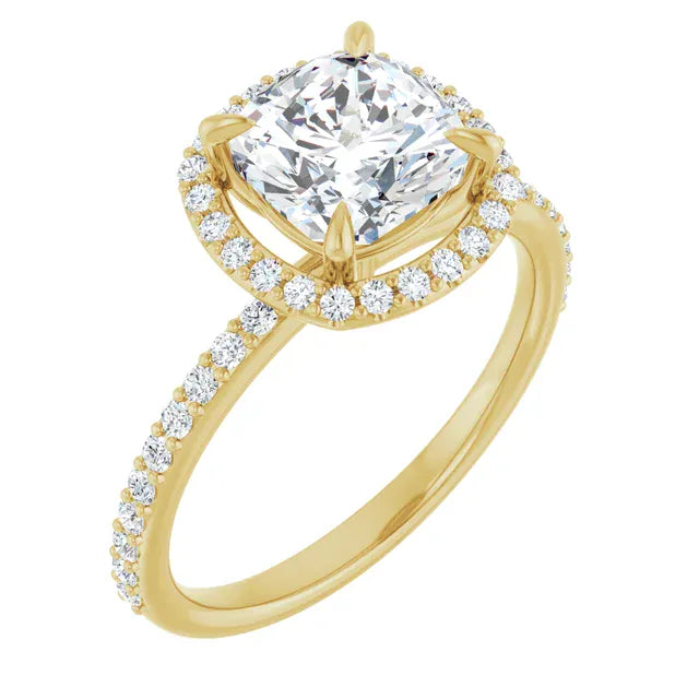 The Timeless Pavé Halo Engagement Ring | Cushion | 2 ⅓ CTW