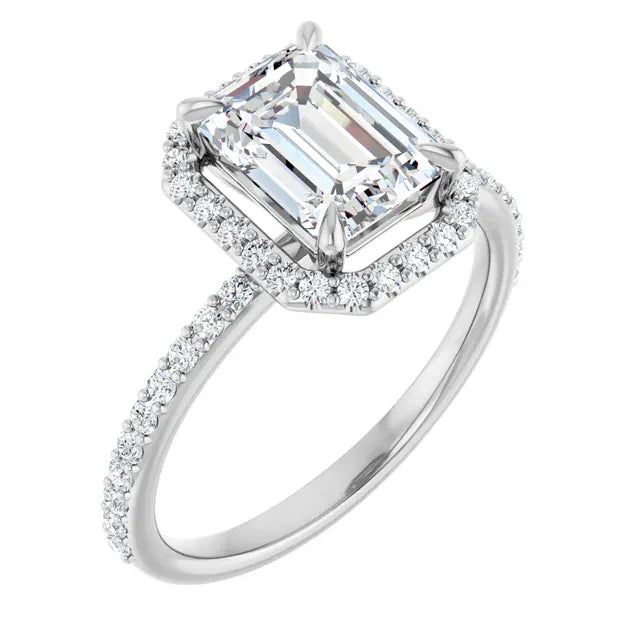 The Timeless Pavé Halo Engagement Ring | Emerald | 2 ⅓ CTW