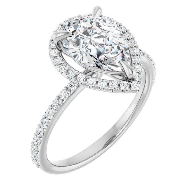 The Timeless Pavé Halo Engagement Ring | Pear | 2 ⅓ CTW