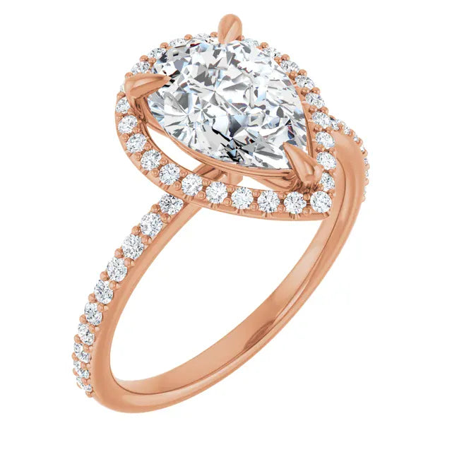 The Timeless Pavé Halo Engagement Ring | Pear | 2 ⅓ CTW