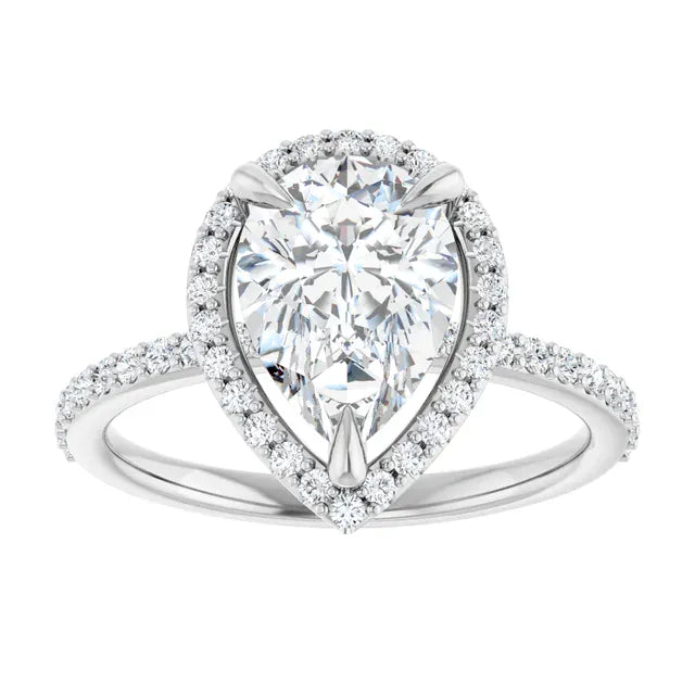 The Timeless Pavé Halo Engagement Ring | Pear | 2 ⅓ CTW