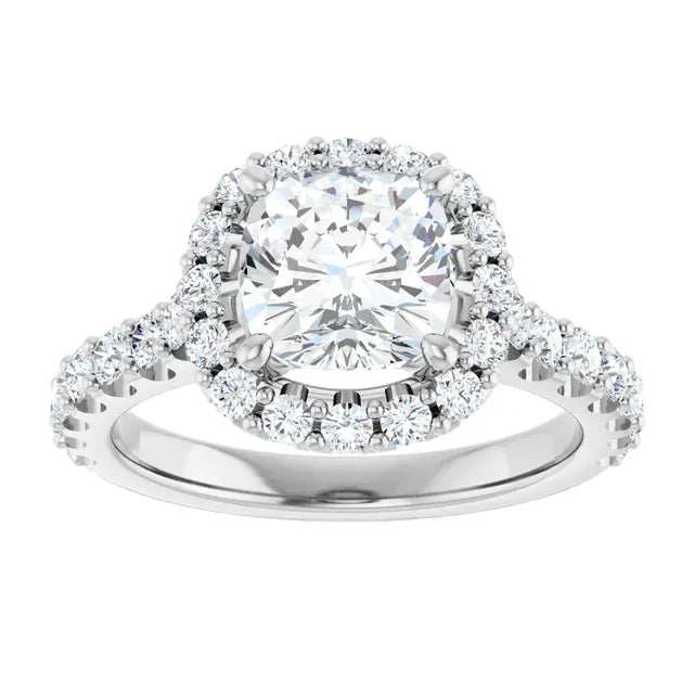 The Iconic Pavé Halo Engagement Ring | Cushion | 2 ¾ CTW