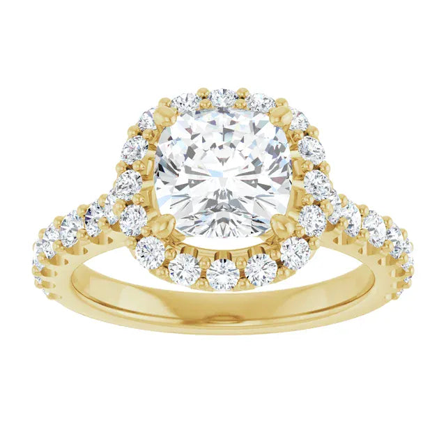 The Iconic Pavé Halo Engagement Ring | Cushion | 2 ¾ CTW