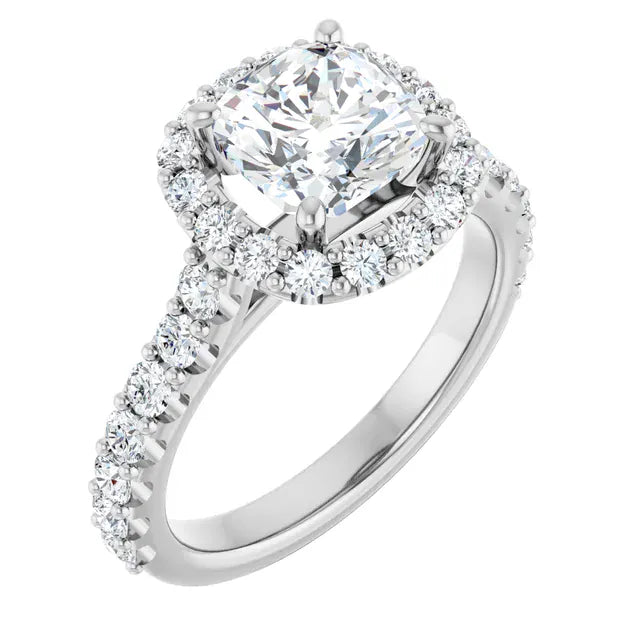 The Iconic Pavé Halo Engagement Ring | Cushion | 2 ¾ CTW
