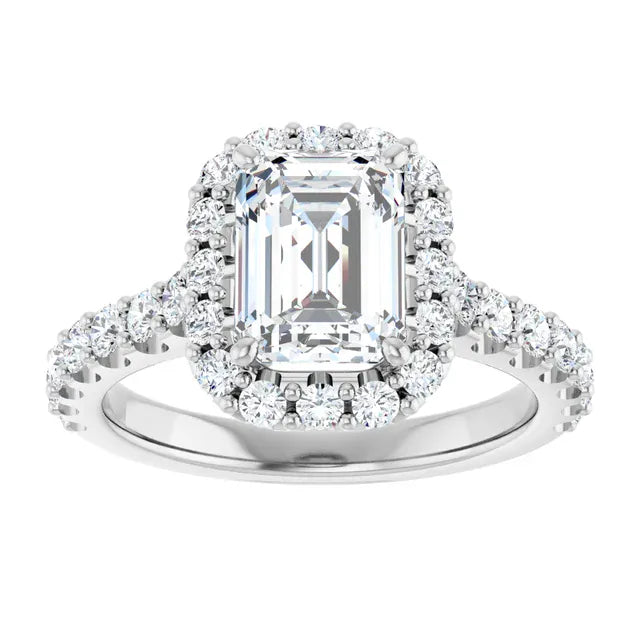 The Iconic Pavé Halo Engagement Ring | Emerald | 2 ¾ CTW