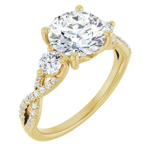 The Iconic 3-Stone Twisted Engagement Ring | Round | 2 ½ CTW