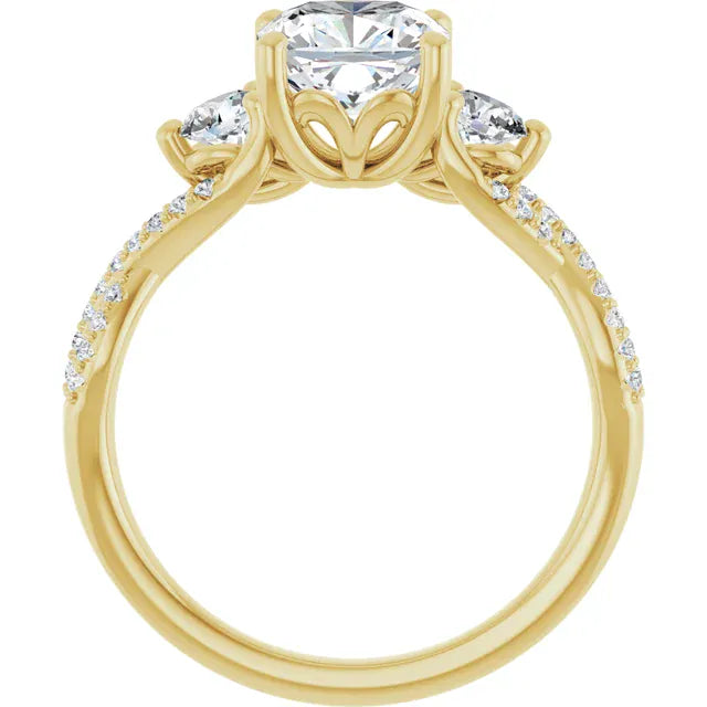 The Iconic 3-Stone Twisted Engagement Ring | Cushion | 2 ½ CTW
