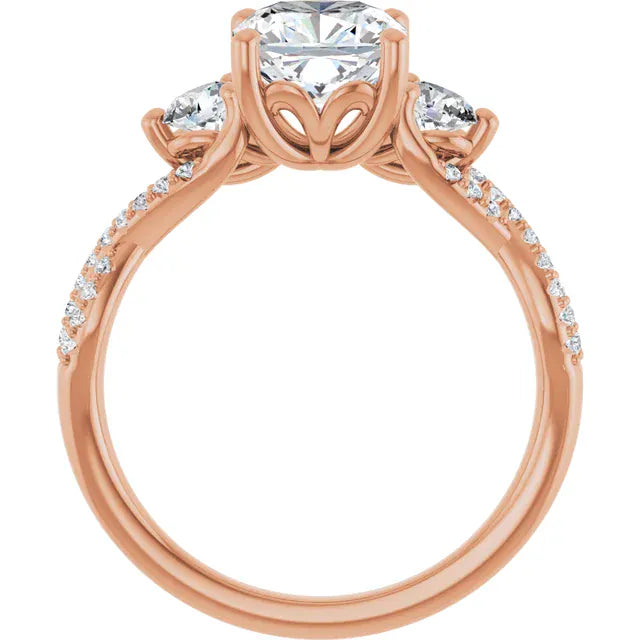 The Iconic 3-Stone Twisted Engagement Ring | Cushion | 2 ½ CTW