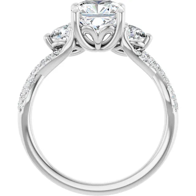 The Iconic 3-Stone Twisted Engagement Ring | Cushion | 2 ½ CTW