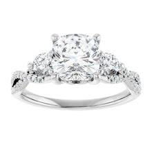 The Iconic 3-Stone Twisted Engagement Ring | Cushion | 2 ½ CTW