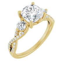 The Iconic 3-Stone Twisted Engagement Ring | Cushion | 2 ½ CTW