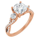 The Iconic 3-Stone Twisted Engagement Ring | Cushion | 2 ½ CTW