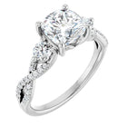 The Iconic 3-Stone Twisted Engagement Ring | Cushion | 2 ½ CTW