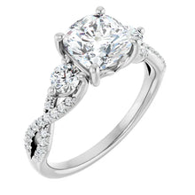 The Iconic 3-Stone Twisted Engagement Ring | Cushion | 2 ½ CTW