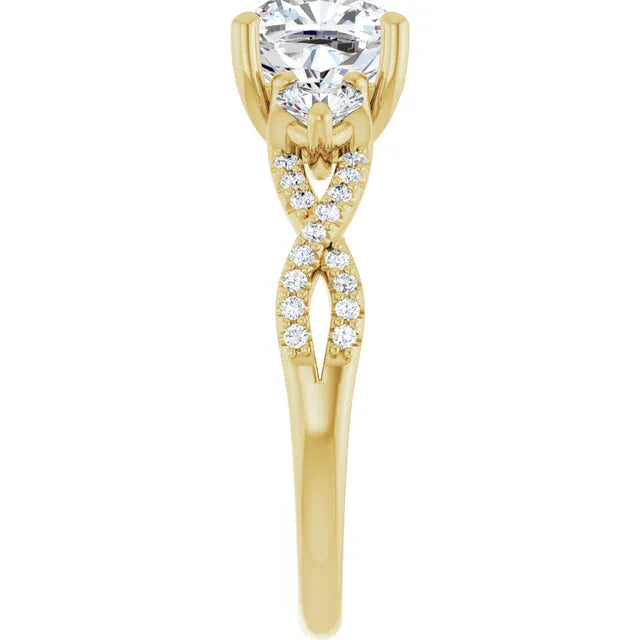 The Iconic 3-Stone Twisted Engagement Ring | Cushion | 2 ½ CTW