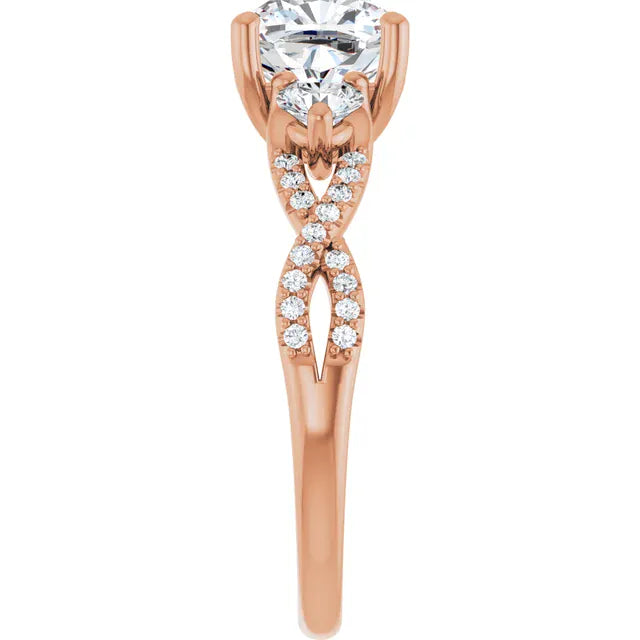The Iconic 3-Stone Twisted Engagement Ring | Cushion | 2 ½ CTW