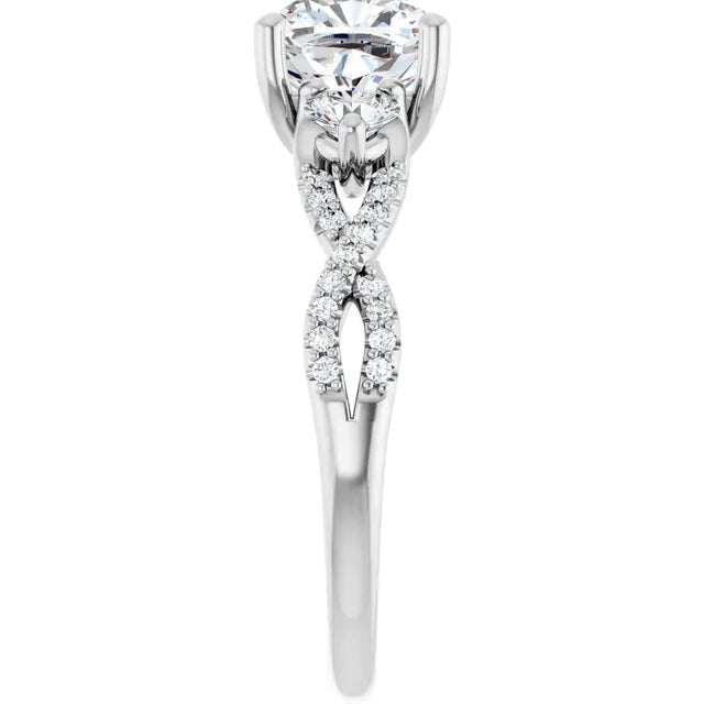 The Iconic 3-Stone Twisted Engagement Ring | Cushion | 2 ½ CTW