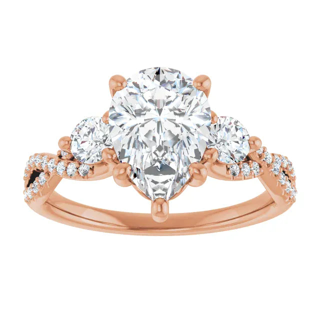 The Iconic 3-Stone Twisted Engagement Ring | Pear | 2 ½ CTW