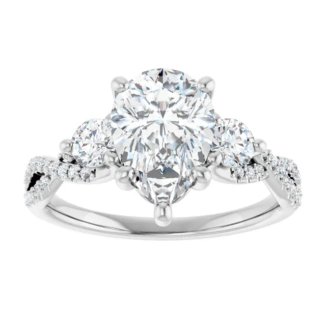 The Iconic 3-Stone Twisted Engagement Ring | Pear | 2 ½ CTW