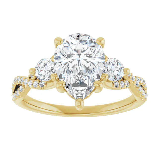 The Iconic 3-Stone Twisted Engagement Ring | Pear | 2 ½ CTW