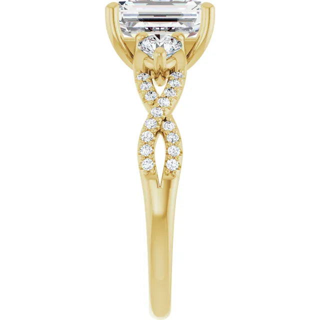 The Iconic 3-Stone Twisted Engagement Ring | Emerald | 2 ½ CTW