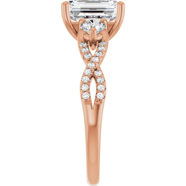 The Iconic 3-Stone Twisted Engagement Ring | Emerald | 2 ½ CTW